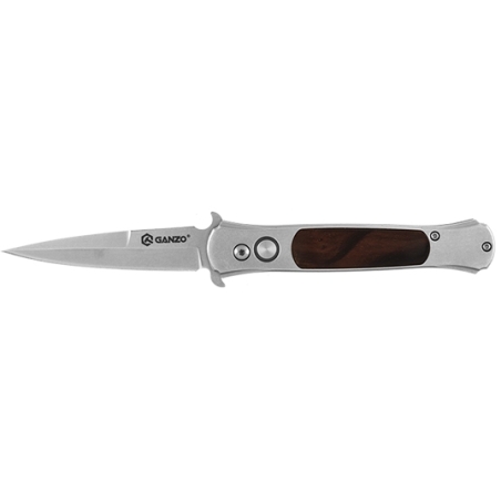GANZO G707 - LAME 90MM - MANCHE INOX AVEC INSERT EN BOIS - CLIP