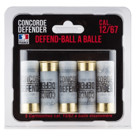 5 CARTOUCHES DEFEND-BALL CAL. 12/67 À BALLE ELASTOMERE BIOR