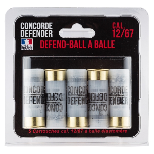 5 CARTOUCHES DEFEND-BALL CAL. 12/67 À BALLE ELASTOMERE BIOR