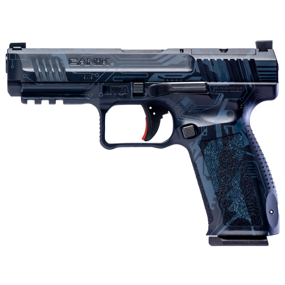 CANIK PISTOLET METE SFT CREATION BLUE 9X19 série limitée 60 exemplaires pour la France - face gau CANIK PISTOLET METE SFT CREATION BLUE 9X19 série limitée 60 exemplaires pour la France - face gau