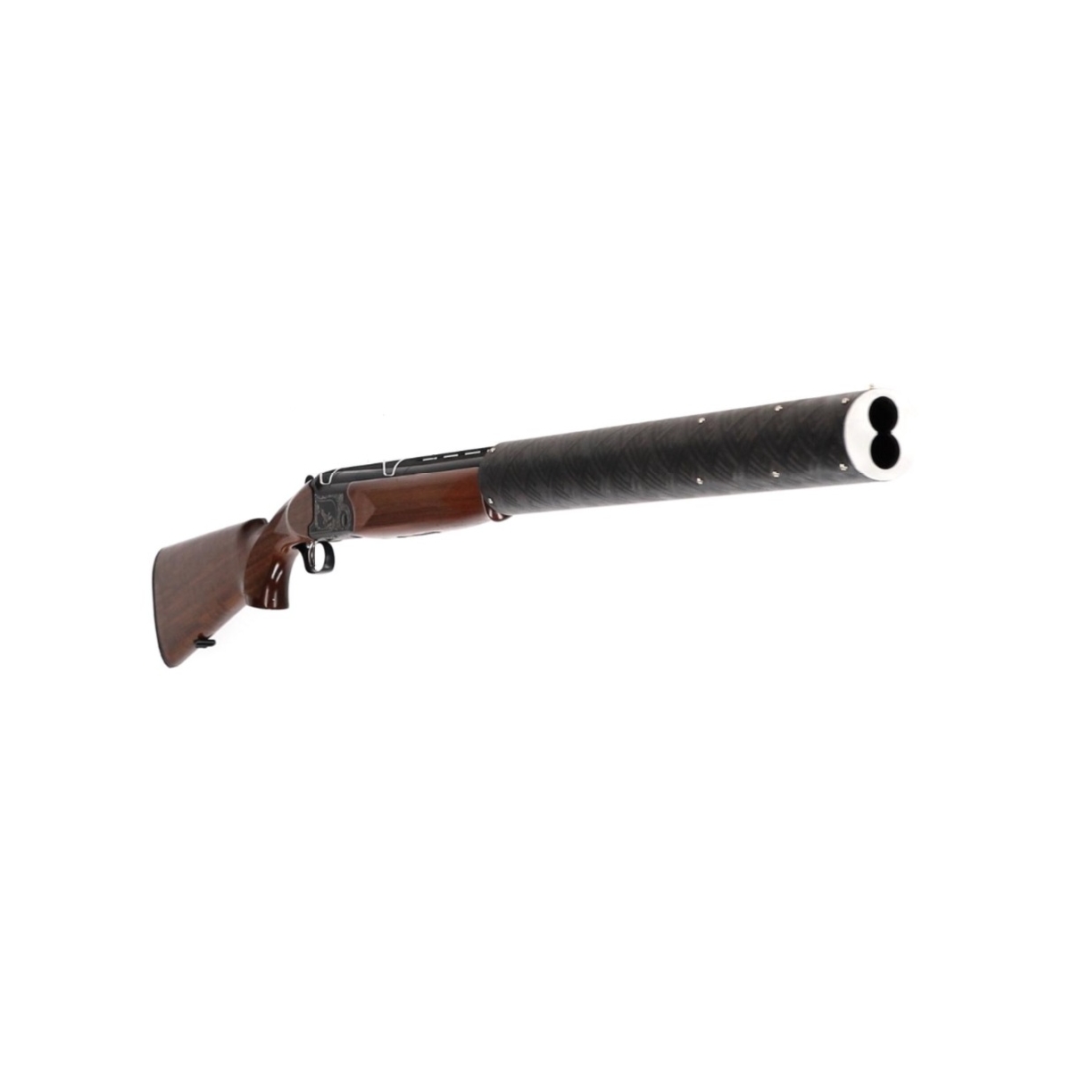 COUNTRY - fusil de chasse superposé avec modérateur de son - cal. 12/76 - 3/4 droite COUNTRY - fusil de chasse superposé avec modérateur de son - cal. 12/76 - 3/4 droite