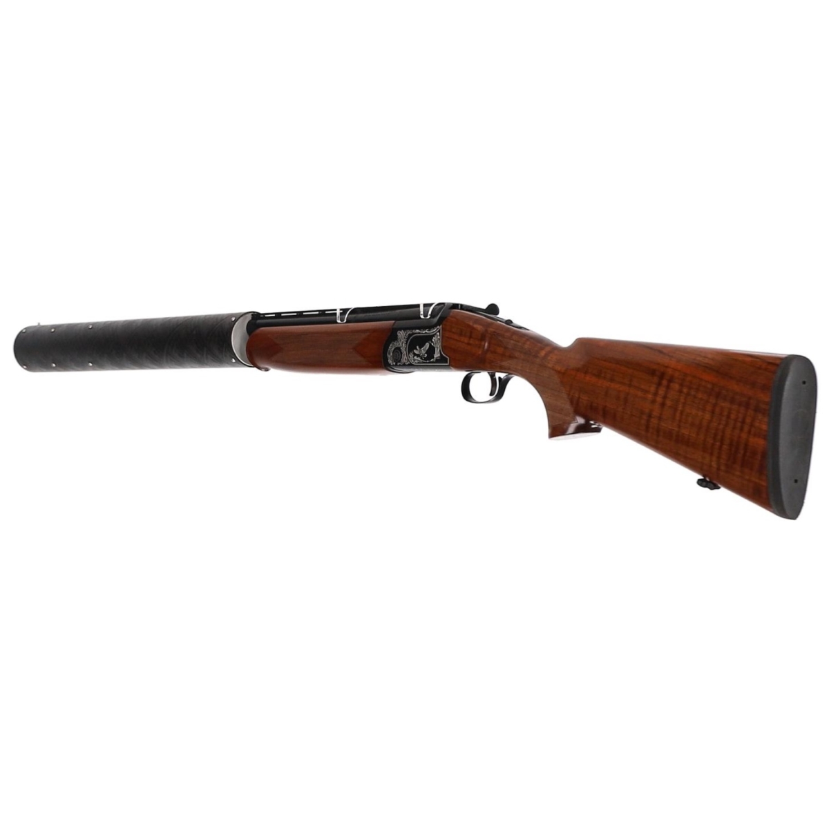 COUNTRY - fusil de chasse superposé avec modérateur de son - cal. 12/76 - 3/4 dos gauche COUNTRY - fusil de chasse superposé avec modérateur de son - cal. 12/76 - 3/4 dos gauche