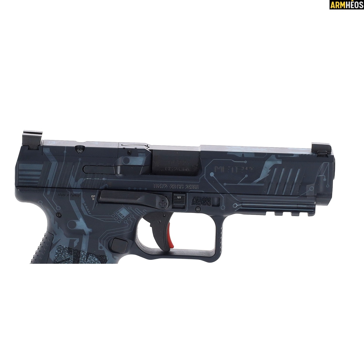 CANIK PISTOLET METE SFT CREATION BLUE 9X19 série limitée 60 exemplaires pour la France - zoom culasse CANIK PISTOLET METE SFT CREATION BLUE 9X19 série limitée 60 exemplaires pour la France - zoom culasse