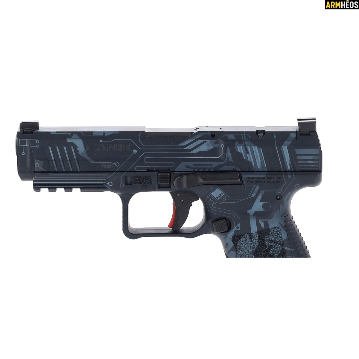 CANIK PISTOLET METE SFT CREATION BLUE 9X19 série limitée 60 exemplaires pour la France - zomm gauche culasse CANIK PISTOLET METE SFT CREATION BLUE 9X19 série limitée 60 exemplaires pour la France - zomm gauche culasse