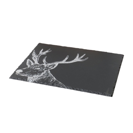 PLATEAU EN ARDOISE GRAVURE CERF 30X40 CM