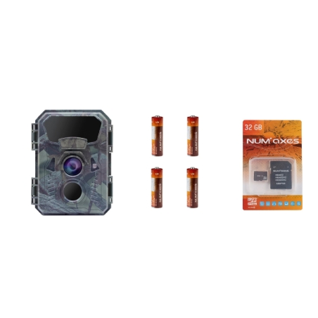 NUM'AXES - PACK PIÈGE PHOTOGRAPHIQUE PIE1066 + 4 PILES AA LR6 + CARTE MÉMOIRE 32 GB