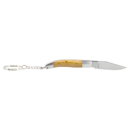 JKR STAINLESS STEEL - Couteau porte-clés -  Lame 45mm - Manche Bois