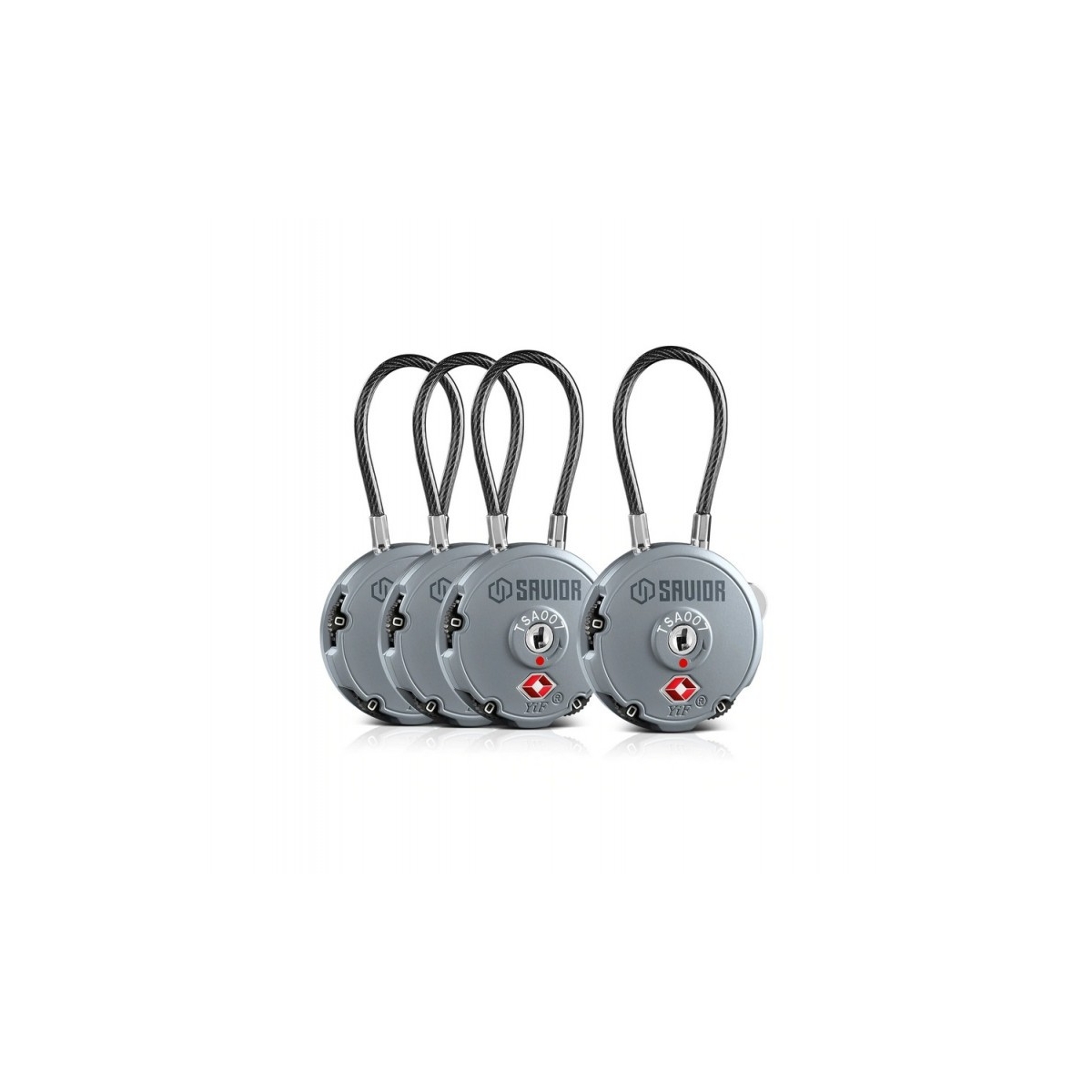 SAVIOR LOT DE 4 CADENAS CABLE GRIS X1 SAVIOR LOT DE 4 CADENAS CABLE GRIS X1