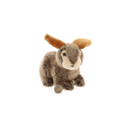PELUCHE LAPIN BRUN OREILLES ORANGES